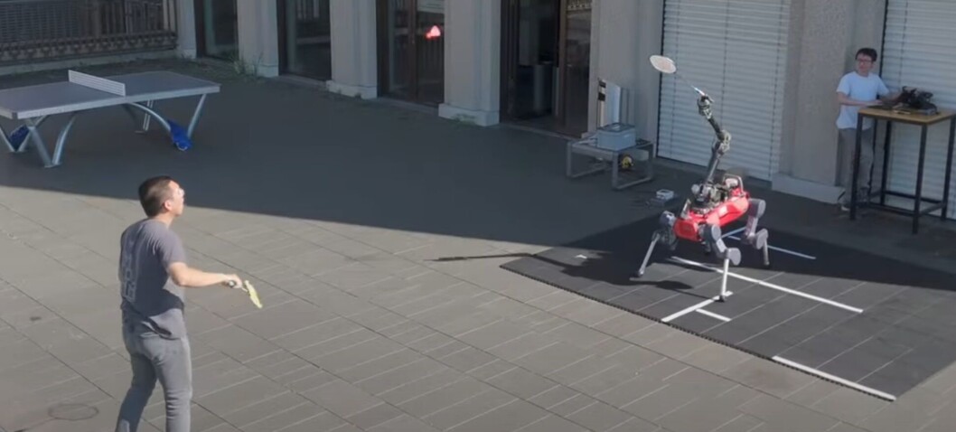 Forskarar lærer robot-hund å spela badminton. – Hev vi visselegt eit stig fram.